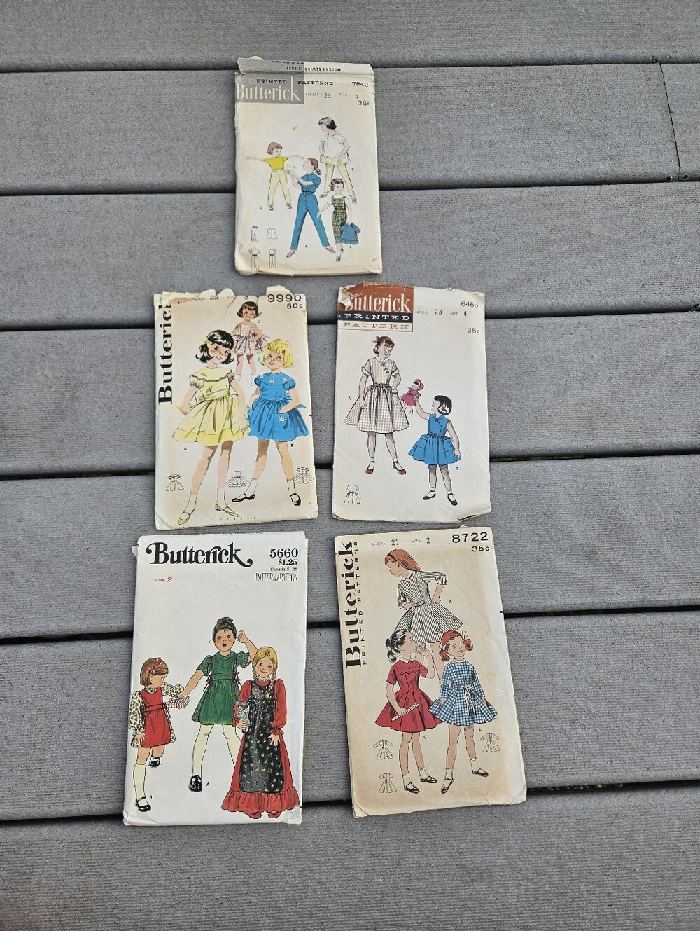 Vintage '60s Girls Size 2-4 Butterick Sewing Patterns Mini Dresses Unchecked